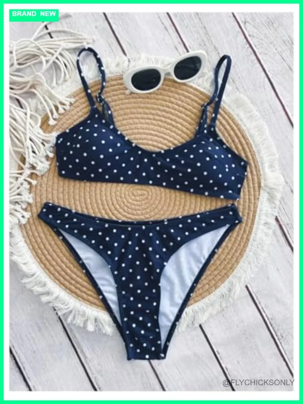 Polka Dot V-Neck Bikini Set Two Piece Swimwear Adjustable Straps